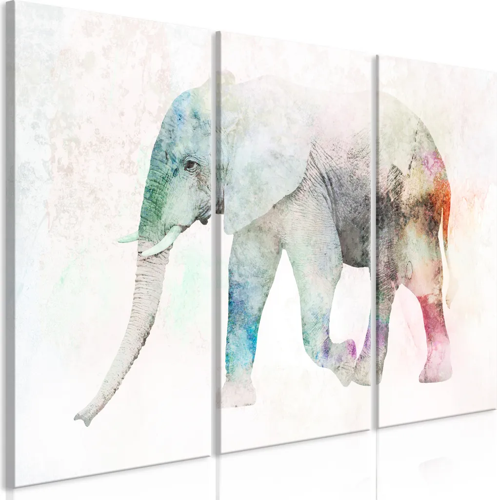 Quadro su Tela Elefante 120x80 cm - Trittico Moderno g-C-0267-b-e