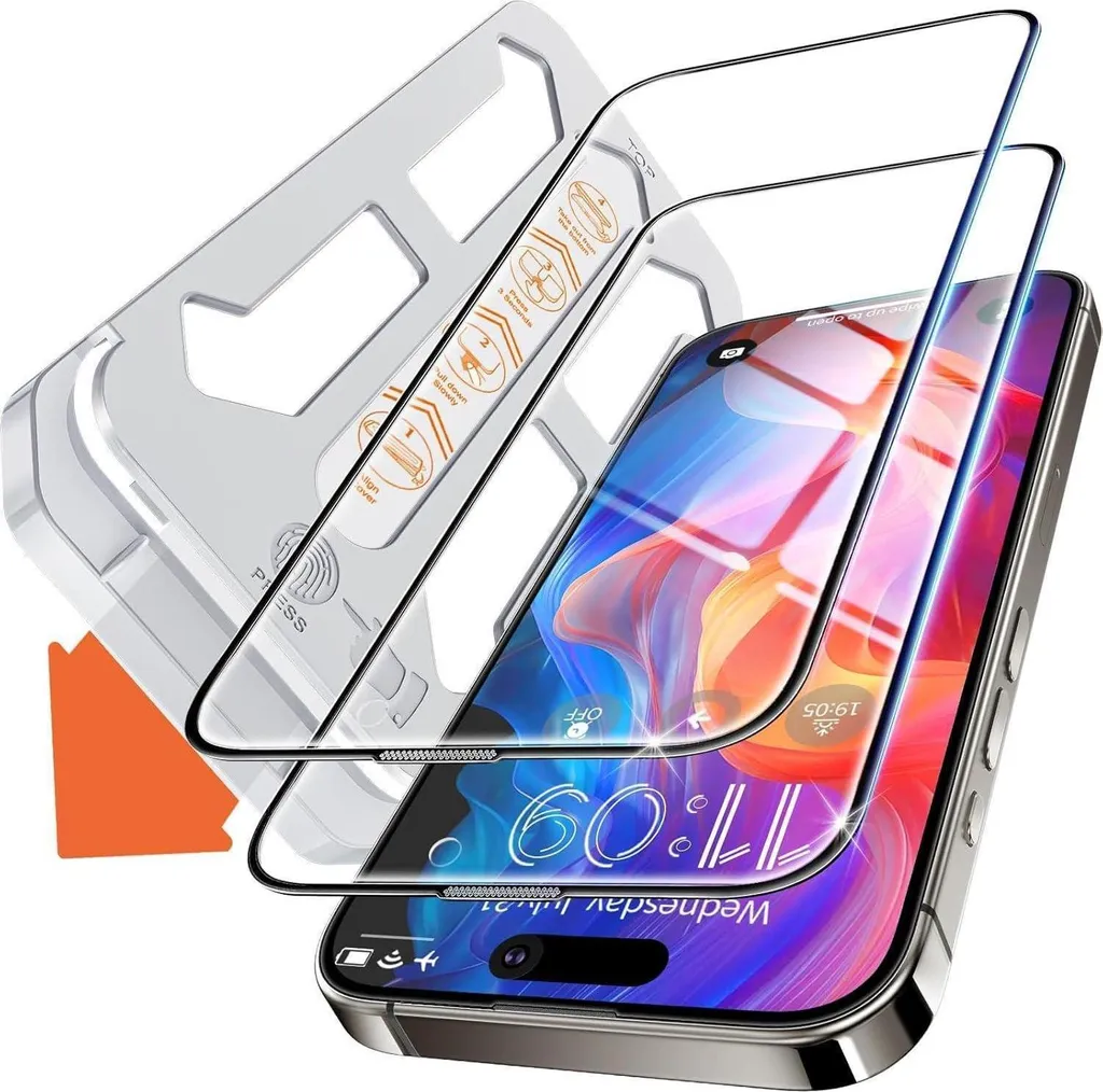 Vetro Protezione iPhone 15 Pro Max: Pellicola 9H Ultra Clear 2 Pack