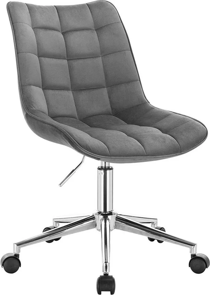 Sedia da ufficio ergonomica in velluto - Su rotelle - Sedia da ufficio per adulti - Grigio scuro - Regolabile in altezza