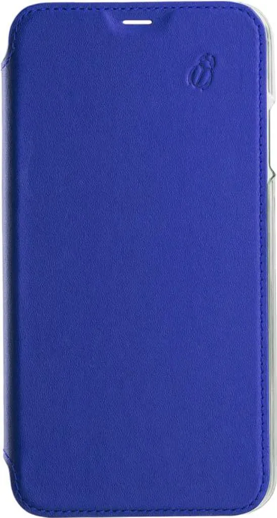 Étui Folio iPhone 7/8/SE - Cuir Premium Bleu et Finition Transparente
