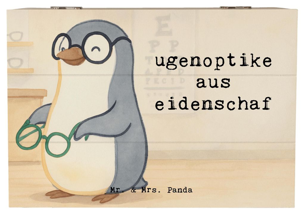 Mr. & Mrs. Panda Holztruhe Augenoptiker Leidenschaft Design 22 x 15 cm - Weiß - Geschenk, Holzkiste, Spruch, Optiker, fotobox, Brillengeschäft, A...