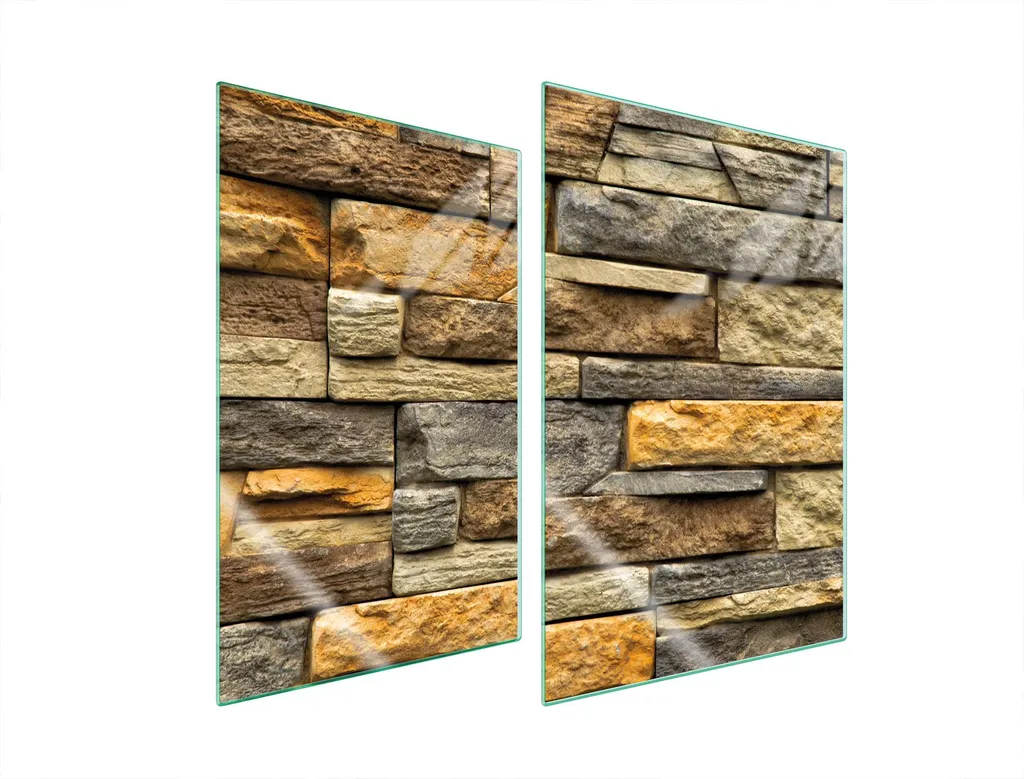 Set 2 Copri Piano Cottura Ceramica 35x52 cm Vetro Marrone Mattone