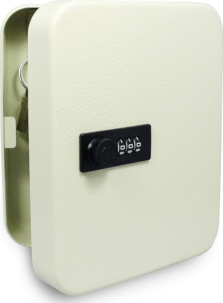 Abschließbarer Schlüsselkasten mit 3-stelligem Code für außen - 20 Haken - inklusive Dübel - Abmessungen 200 x 160 x 70 mm