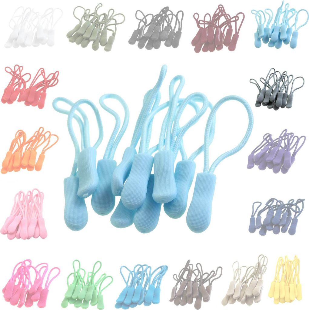 10 Zipperschlaufen 70 Farben Reißverschluss Verlängerung Reißverschlussanhänger