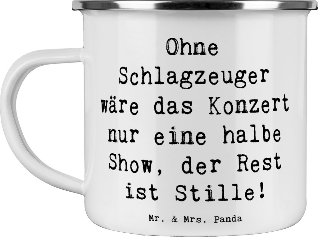 Mr. & Mrs. Panda Emaille Tasse Spruch Schlagzeug Konzert - Weiß - Geschenk, Beats, Musik, becher, Musiker, Teetasse, Energie, Präsenz, Band, Pott...