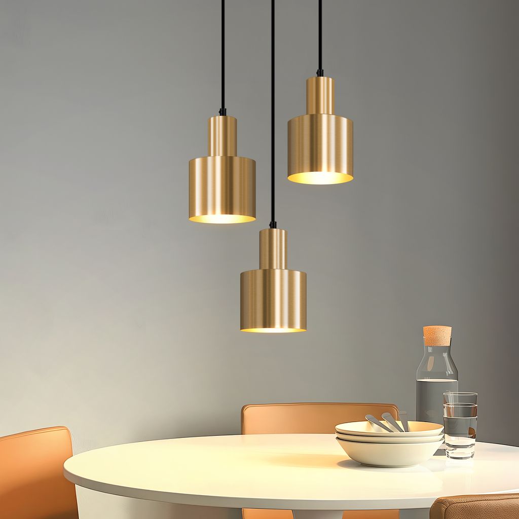 ZMH Pendelleuchte Esstisch Hängelampe Vintage Pendellampe Esszimmer 3 Flammig Esszimmerlampe Gold Rund Design Esstischlampe E27 Hängeleuchte für...