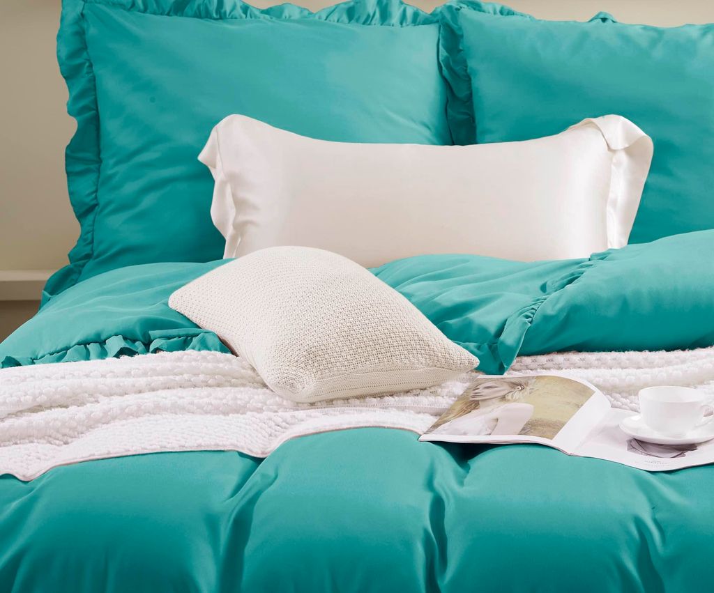 Bettwäsche 140x200cm Türkis 100% Mikrofaser + 1 Kissenbezug 70x80 Ruffy