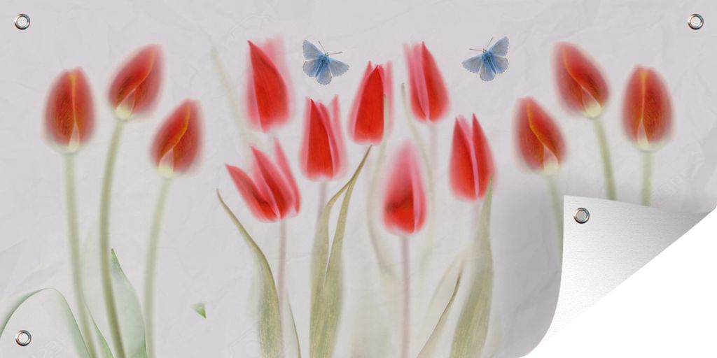 MuchoWow 160x80 cm Outdoor-Poster Gartendeko Sichtschutz Garten Poster für den Garten Bild von roten Tulpen