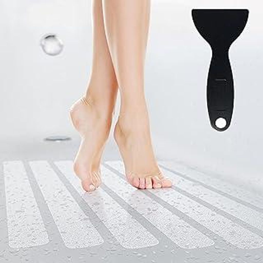 Große Antirutsch Sticker Badewanne und Dusche 50x4 cm XXL Pads, transparent, länglich, Anti Rutsch Aufkleber als rutschfeste Antirutschmatte Dusc...