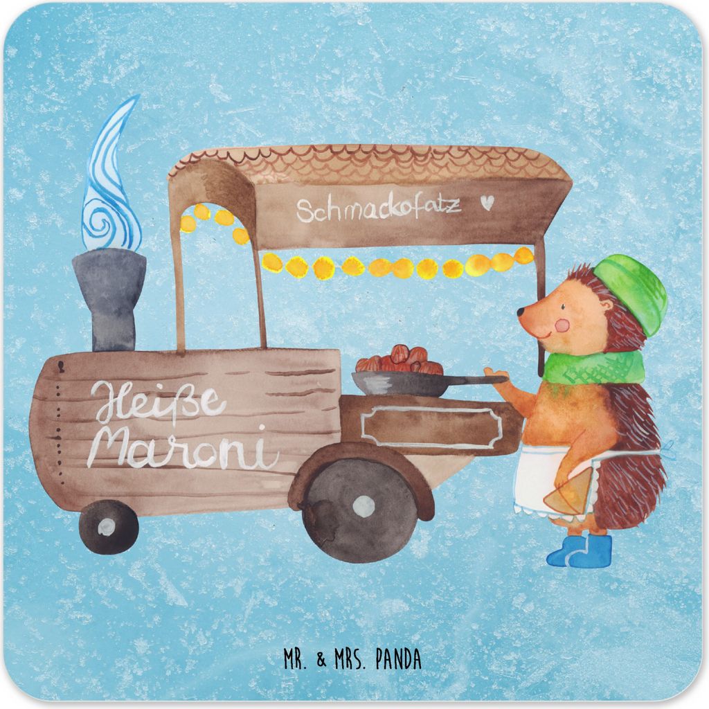 Mr. & Mrs. Panda Tischuntersetzer Igel Maronen 6er Set - Eisblau - Geschenk, Tassenuntersetzer, Coaster, Duft, Weihnachtsmarkt, Glas-Untersetzer, T...