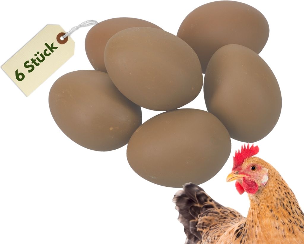 6x Legeeier Kunsteier Nesteier für Hühner Gipseier Bruteier Produktbild 