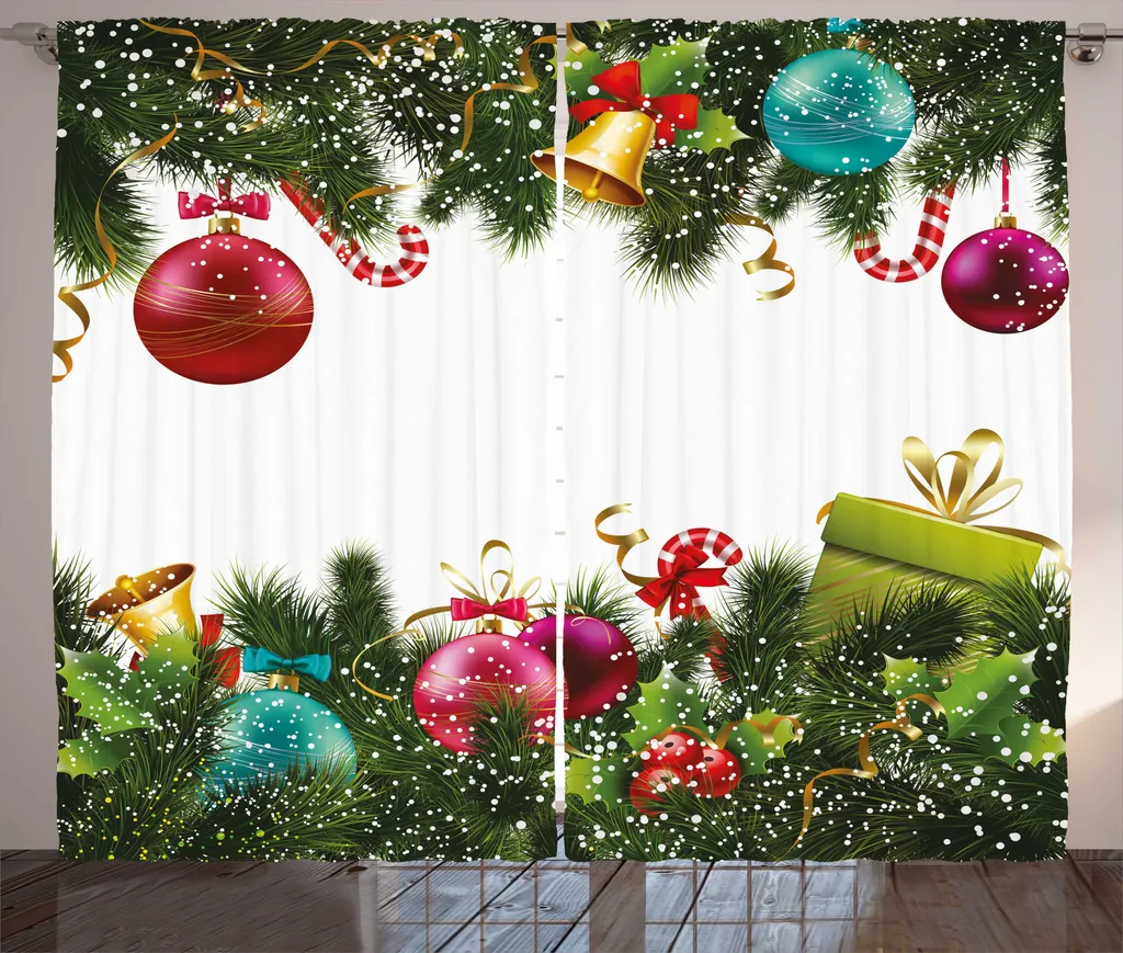 Rideau de Salon Universel de Noël avec Crochets 280 x 225 cm Multicolore