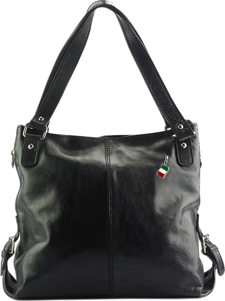 Sac noir Florence OTF136S : Grand Shopper en Cuir avec Anses Robustes