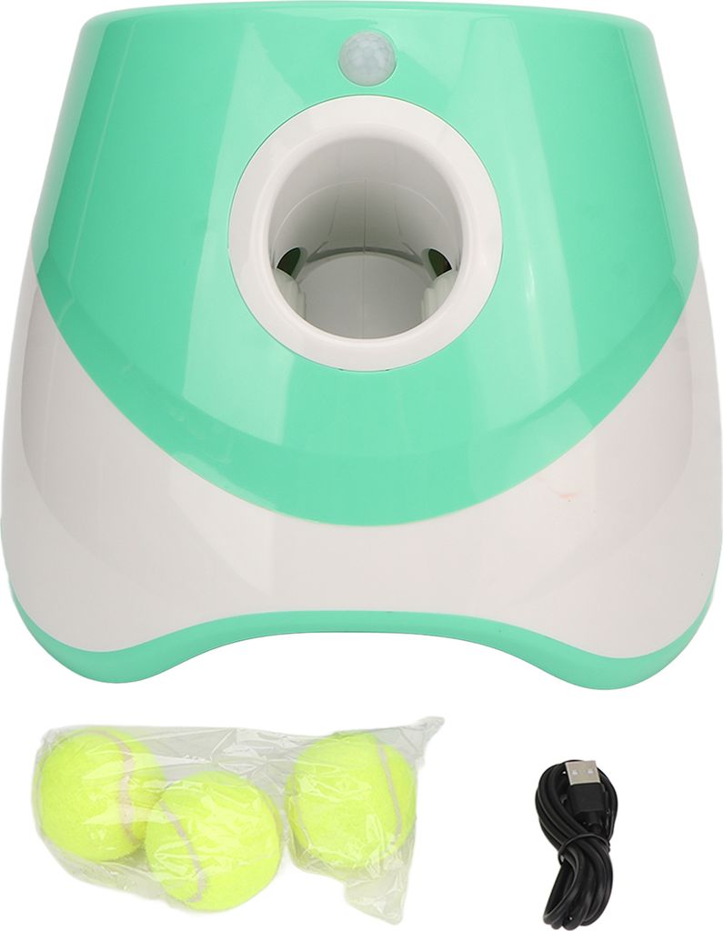 Automatischer Ballwerfer für Hunde, wiederaufladbar, 3 Modi, interaktiver Ballwerfer für Haustiere, für drinnen und draußen, Grün