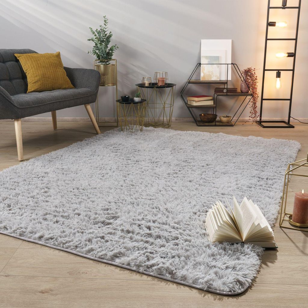 TT Home Teppich Wohnzimmer Hochflor Langflor Weich Soft Modernes Einfarbiges Design Größe 200x290 cm