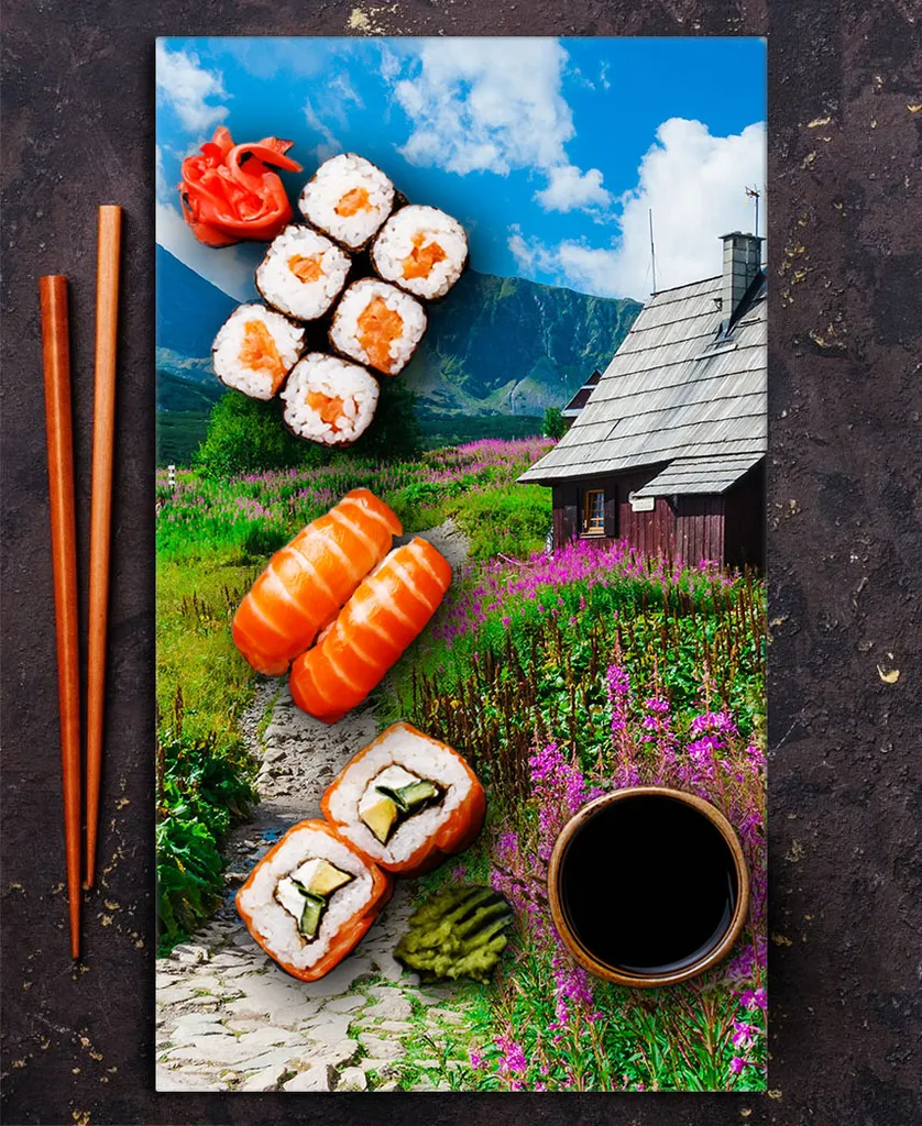 Vetro Protettivo 30x52 Paesaggio Villaggio per Piani Induzione - 6