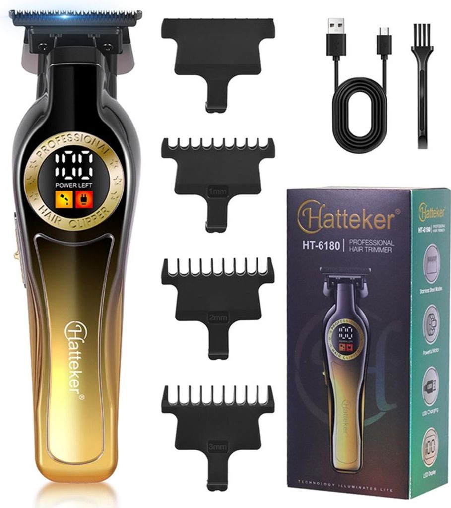 INF Professionelle Haarschneidemaschine mit Digitalanzeige, Akku-Haartrimmer Gold