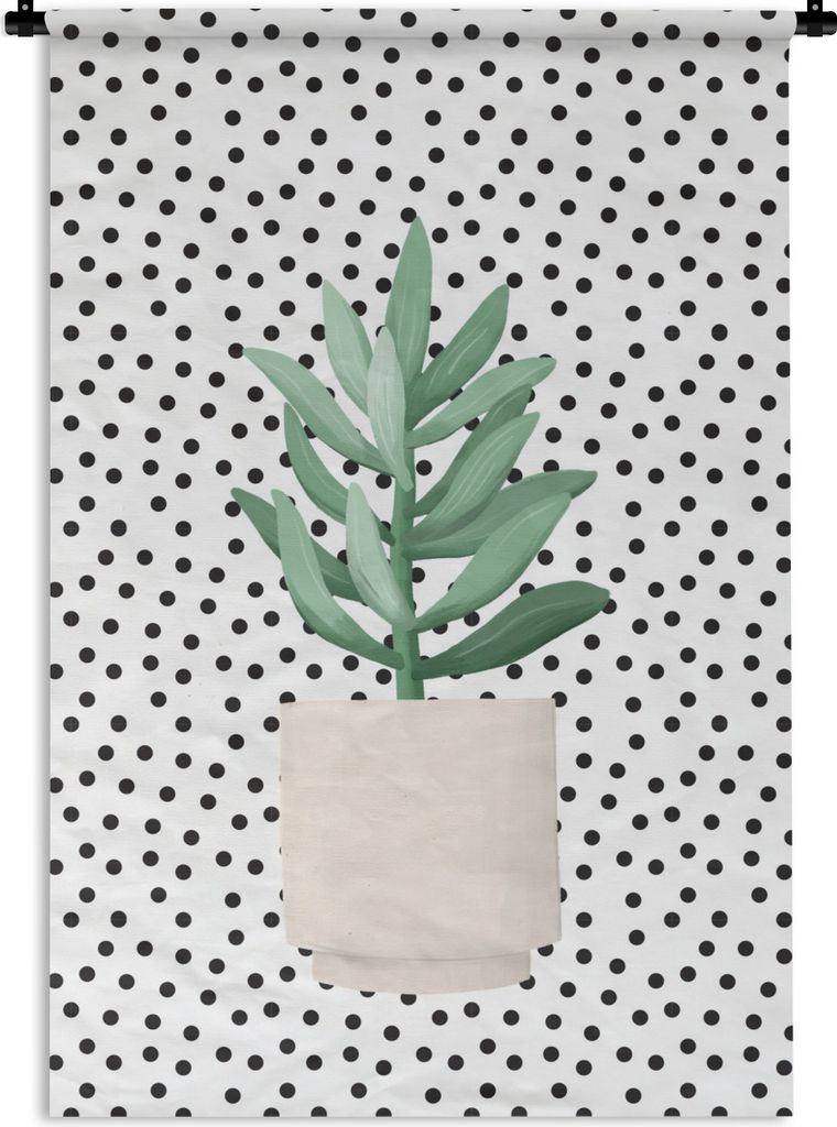 MuchoWow Wandteppich Wandbehang Pflanzen - Sukkulenten - Pflanzgefäß 90x135 cm Tapisserie Dekoration Wandtuch - Baumwolle - Wandskulptur