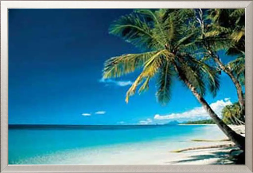 Ambiance zen : Poster Plages Morning et son cadre en aluminium argenté