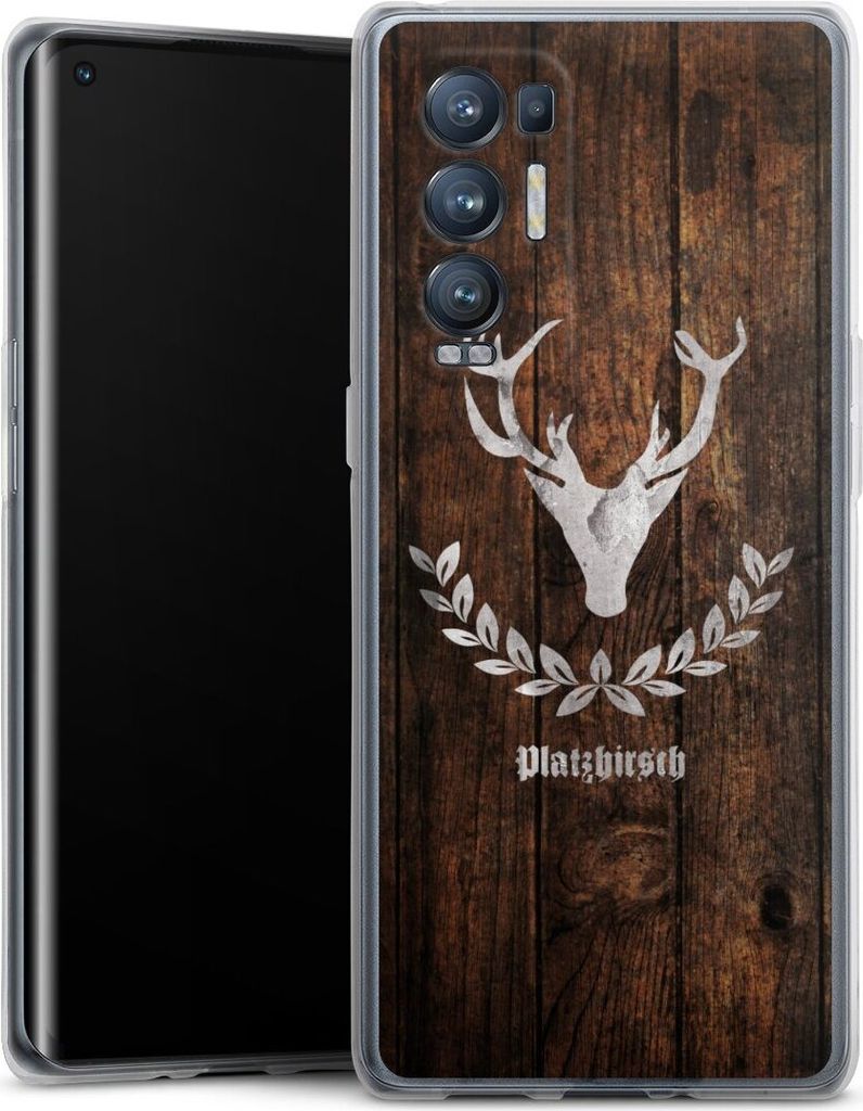 DeinDesign Handyhülle für Oppo Find X3 Neo Silikon Hülle Case Smartphone Schutzhülle Hirsch Holz Holzoptik