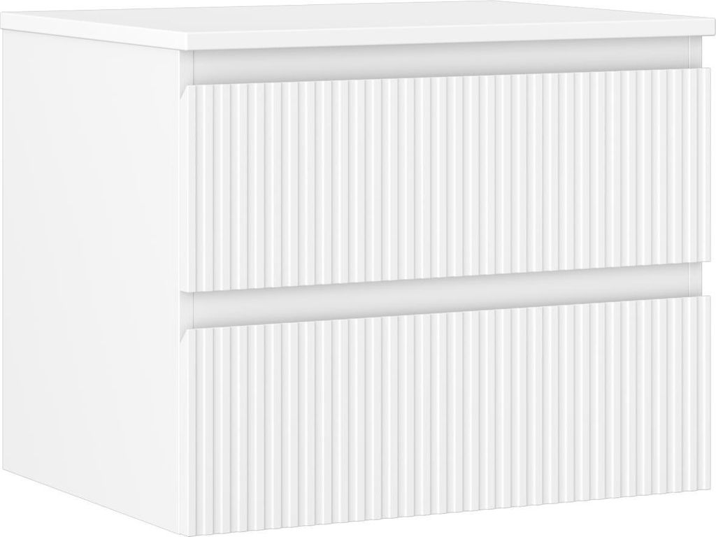 Mexen Rivel Badezimmer-Unterschrank 60 cm mit Arbeitsplatte, 2 Schubladen, geriffelt, mattweiß - 91A20-06047-2-BFFC01