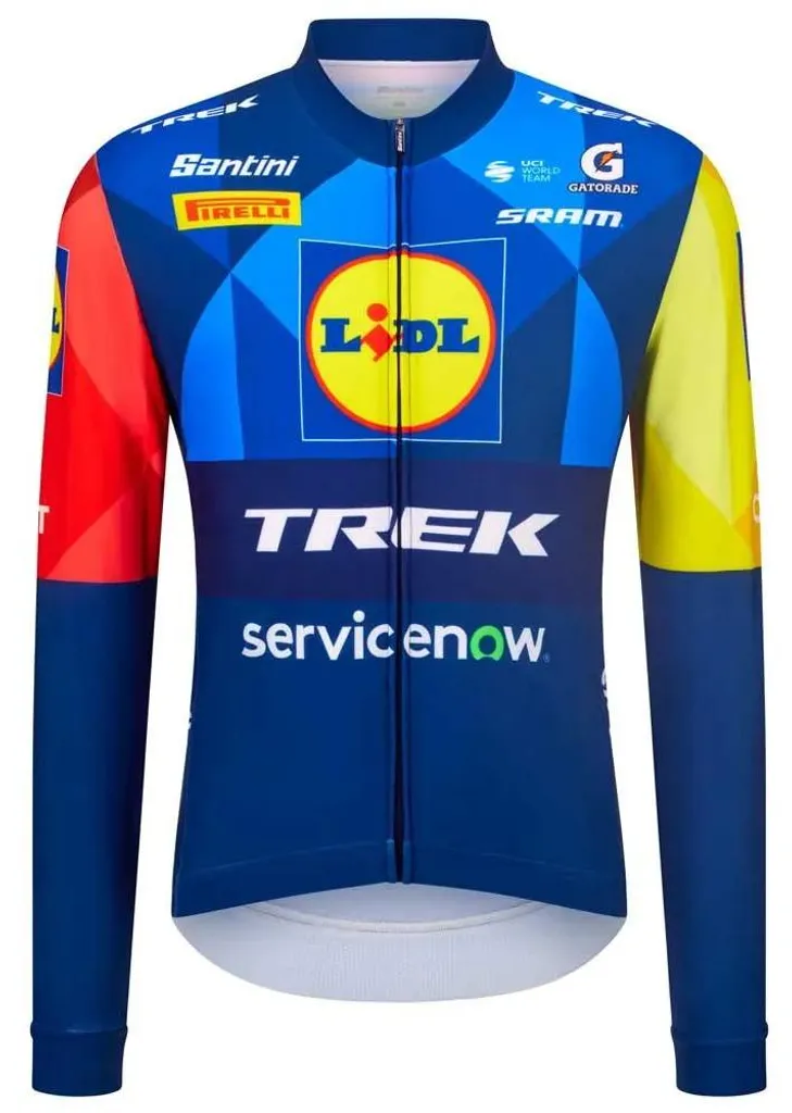 Maillot de vélo mi-saison Santini Lidl Trek 2026 bleu homme en L