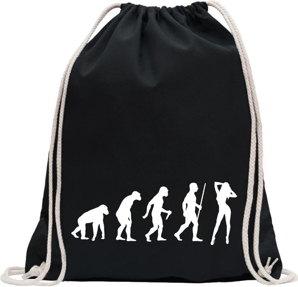 Kiwistar - Turnbeutel - schwarz - y Girl Hot Body Evolution - Fun Rucksack Sport Beutel Gymsack Baumwolle mit Ziehgurt
