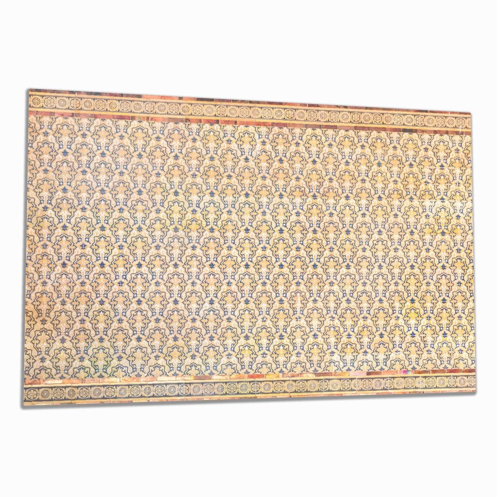 Wallario Herdabdeckplatte aus Glas, Größe 80 x 52 cm 1-teilig, Motiv Gotisch gemusterte Fliesen