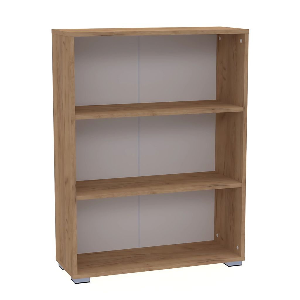 Brüder-Möbel | Bücherregal - Eiche Craft Gold - 3 Fächer - 80 cm breit - Offenes Standregal für Wohnzimmer, Büro, Kinderzimmer