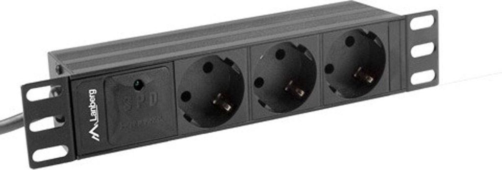 LANBERG 10" PDU-Steckdosenleiste 1U 3x Schuko 2m  sw Produktbild 