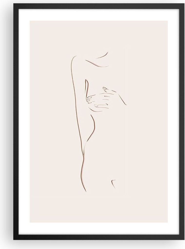 Gerahmtes Poster - Schwarzer Rahmen - Skizze Nacktheit Frau - 50x70 cm - Wand Bild - Wanddeko - Wandbilder - Kunstposter - Wandposter - Bilderrahme...