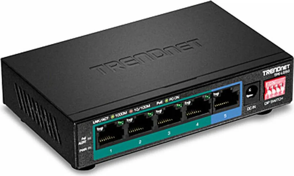 Commutateur Réseau PoE+ 5 Ports Gbit TRENDnet Longue Portée 200m en Métal