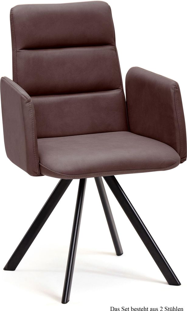 Armlehnstuhl (2er-Set) Deane 52x92x60 Schwarz/Braun
