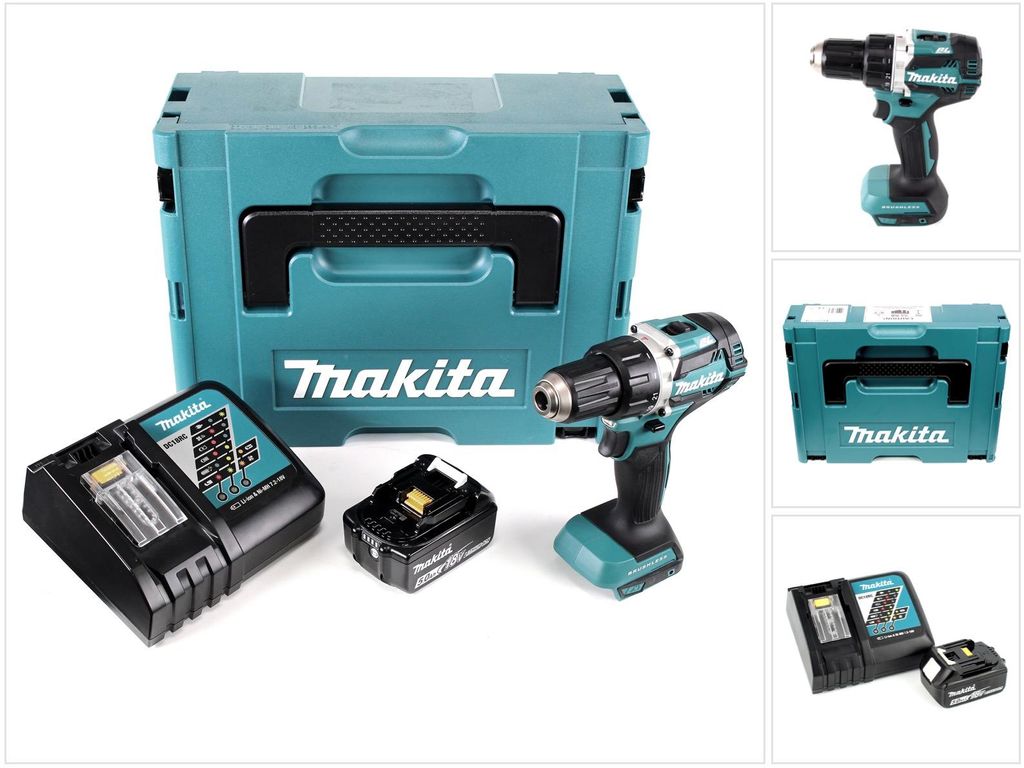 Makita DDF 484 RT1J Akku Bohrschrauber brushless 18V 54Nm + Produktbild 