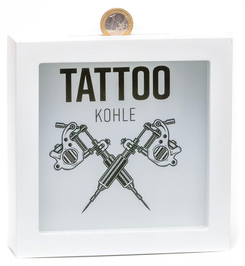 Hochwertiges Sparschwein | Schönes Sparschwein | Tolle Geschenkidee | 15 cm (Tattoo Coal)