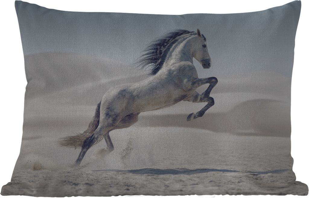MuchoWow Outdoor Kissen - Pferd - Tiere - Sand - Natur - 50x30 cm - Wetterfest - Lounge Kissen - Sofa kissen - Wohnzimmer Dekoration