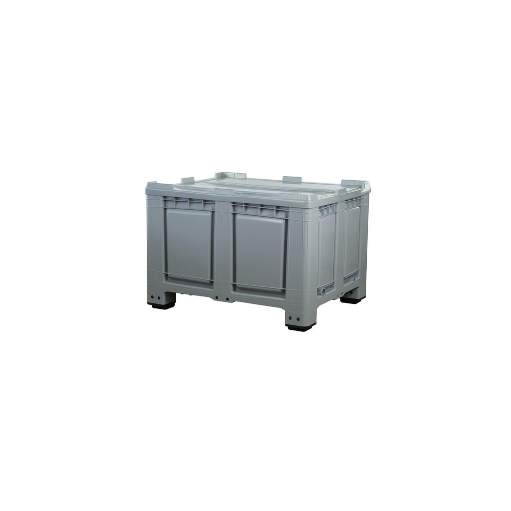 Palettenbox mit Deckel 680l 1200x1000x790 mm Grau - 4 Füsse - geschlossen