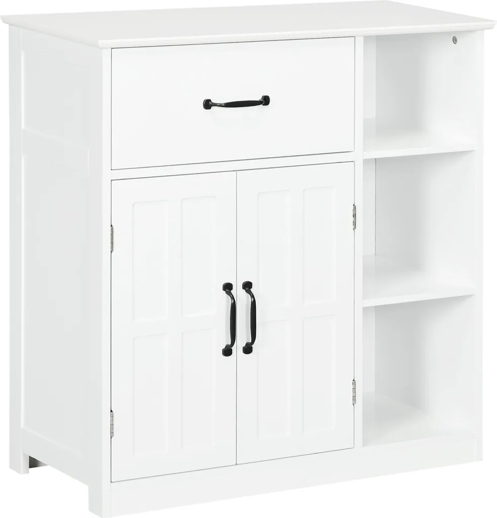 Buffet de Salle de Bain Blanc 80cm pour Organiser Toilettes et Salon