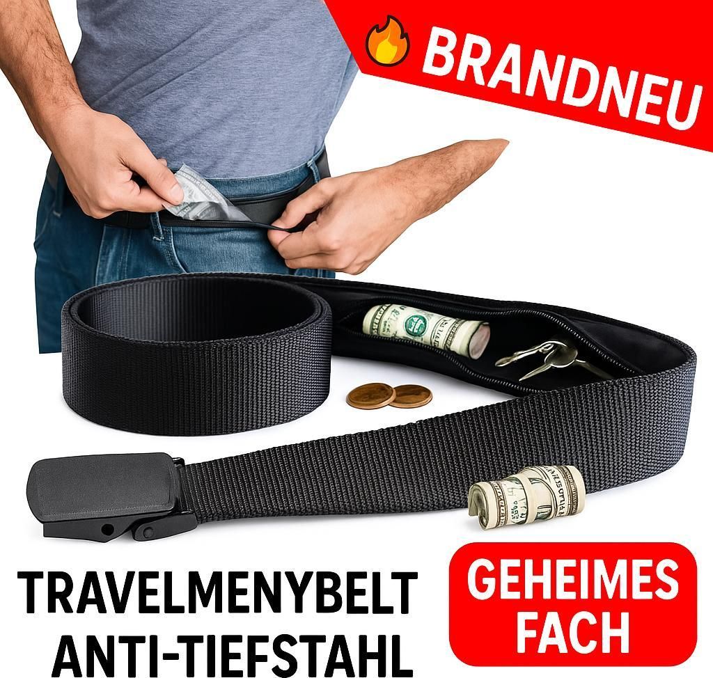 Reise Geldgürtel Herrengürtel Anti‐Diebstahl mit versteckter Geldtasche 125 cm