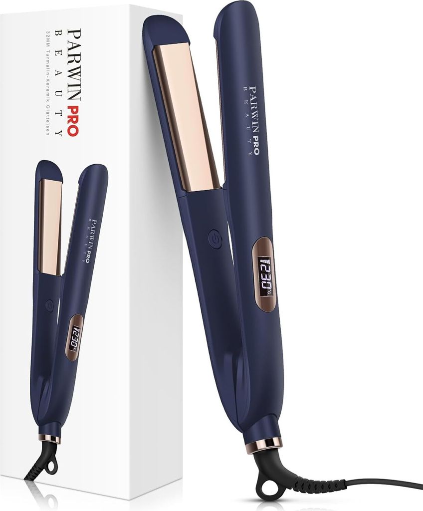 Glätteisen Locken und Glätten PARWIN PRO BEAUTY Haarglätter, Nano-Titan-Beschichtung Glätteisen Breit Seidige Heizplatte, 2 in 1 Glätteisen Lo...