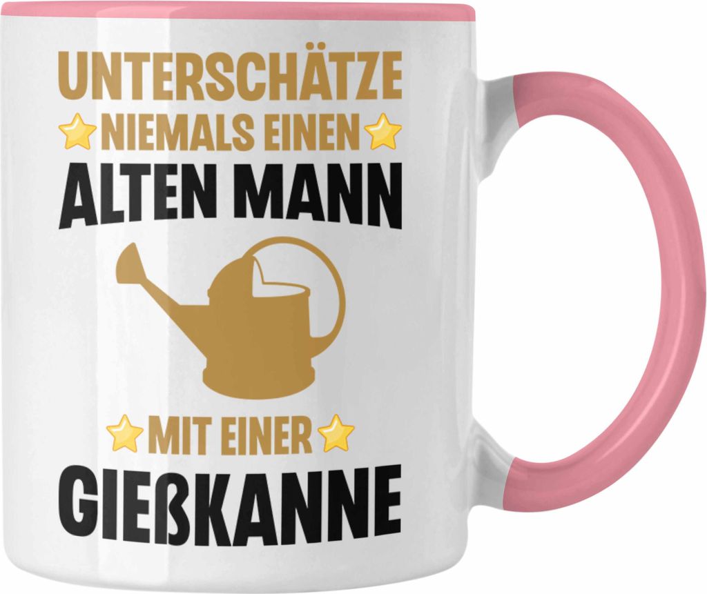 Trendation - Alter Mann Gärtner Tasse mit Spruch Garten Hobbygärtner Geschenk Lustig (Rosa)