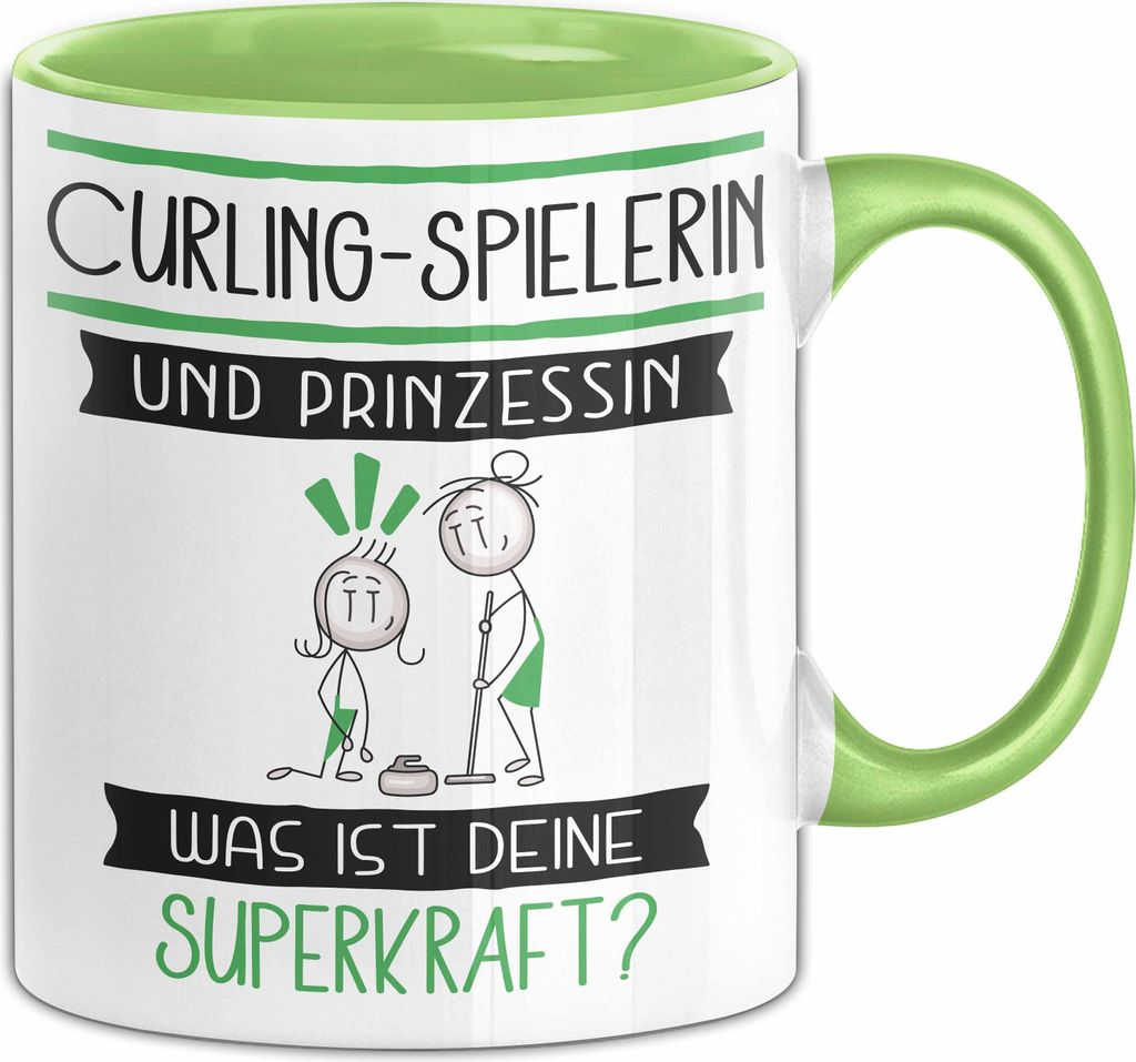 Curling-Spielerin Und Prinzessin Tasse Geschenk Für Eine Curling-Spielerin Geburtstag Was Ist Deine Superkraft (Grün)