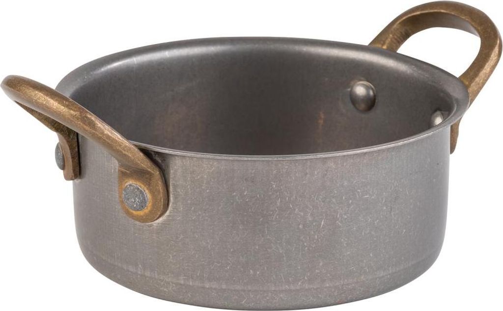 APS 40785 Serviertopf VINTARA, Edelstahl, Ø 11,5 cm, Höhe 5 cm, 0,35 Liter, Antik-Edelstahl-Look