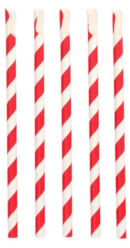 200 Trinkhalme mit Löffel Papier Ø 10 mm · 23 cm rot/weiss Produktbild 