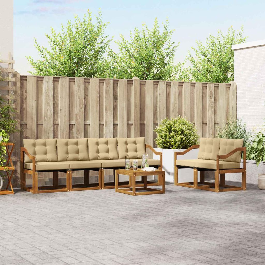 (Robust Möbel)Outdoor-Sofagarnitur - CLORIS - Balkonmöbe/Sitzgruppe - mit Kissen 7 pcs - Moderne Design - Natur und Beige - Gartensofas NeuM...