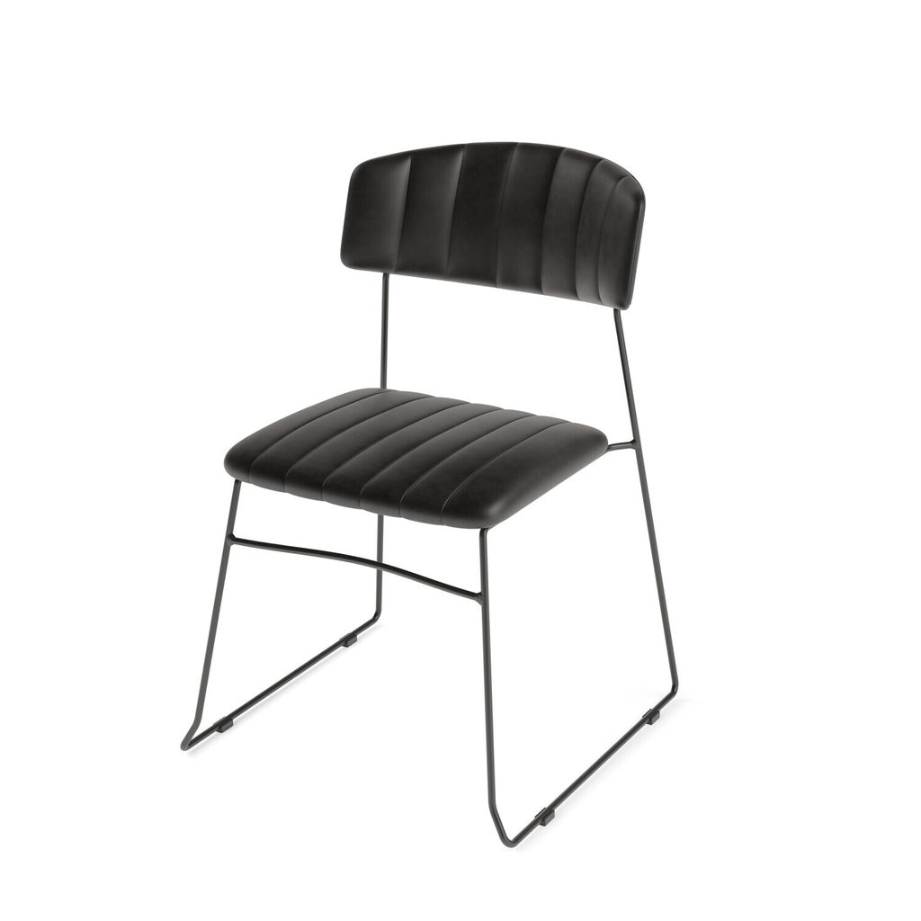 Mundo Stapelstuhl Schwarz, kunstleder gepolstert, feuerhemmend, 54x55x79cm (BxTxH), 53002