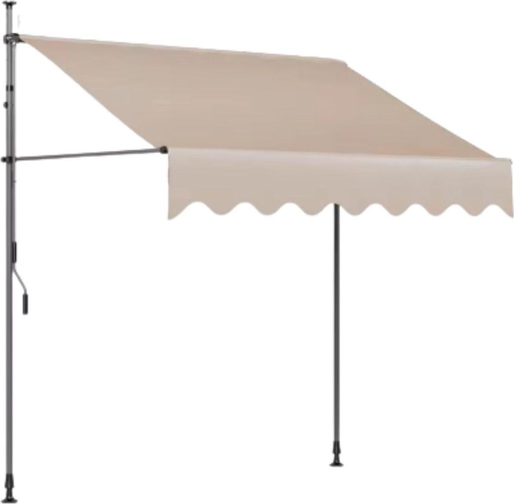 Tavien Balkon-Luifel – Intrekbare UV-beständige Luifel ohne Bohren – Verstellbare Handbetriebene Sonnenschutzmarkise – 2 x 1,2m – Khaki