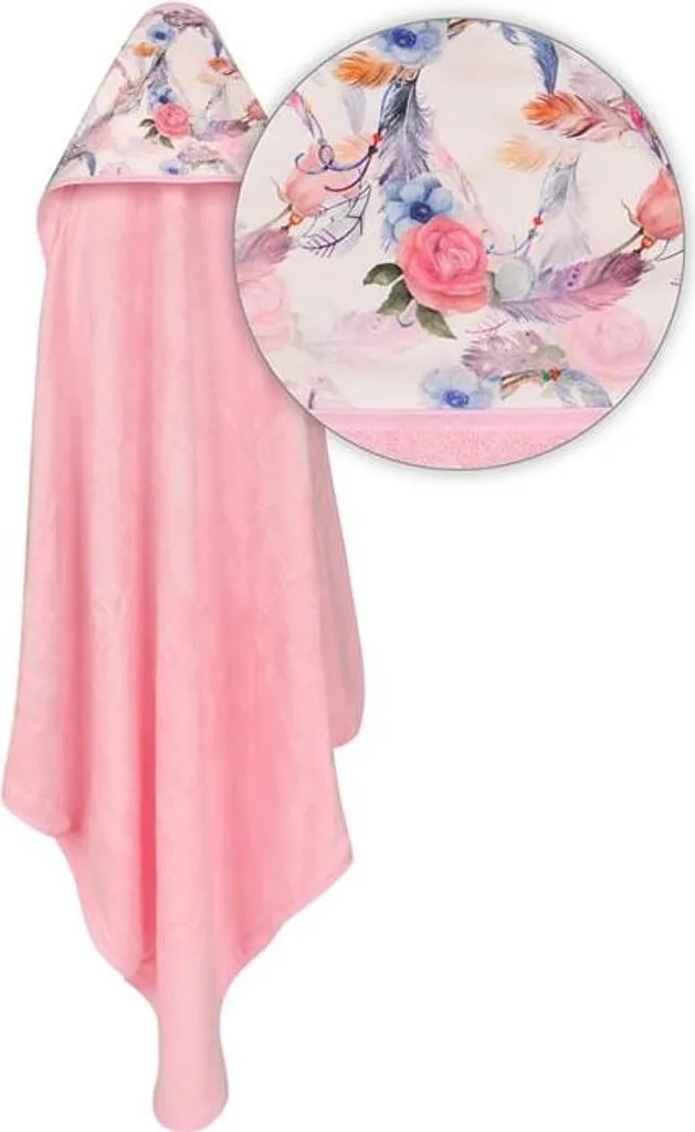 Serviette de bain 100x100 cm ultra douce en bambou rose fleuri