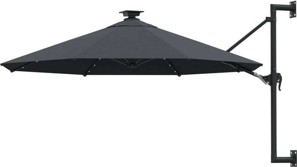 "2026 Promotion" Sonnenschirm - ANTI-UV - zur Wandmontage mit LEDs 300 cm - Anthrazit - Sonnenschutz CC6239