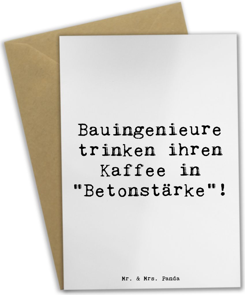 Mr. & Mrs. Panda babykarte Spruch Bauingenieur Kaffee - Weiß - Geschenk, Beruf, glückwunschkarten, Planung, handgefertigte Geschenke, Klappkarte,...